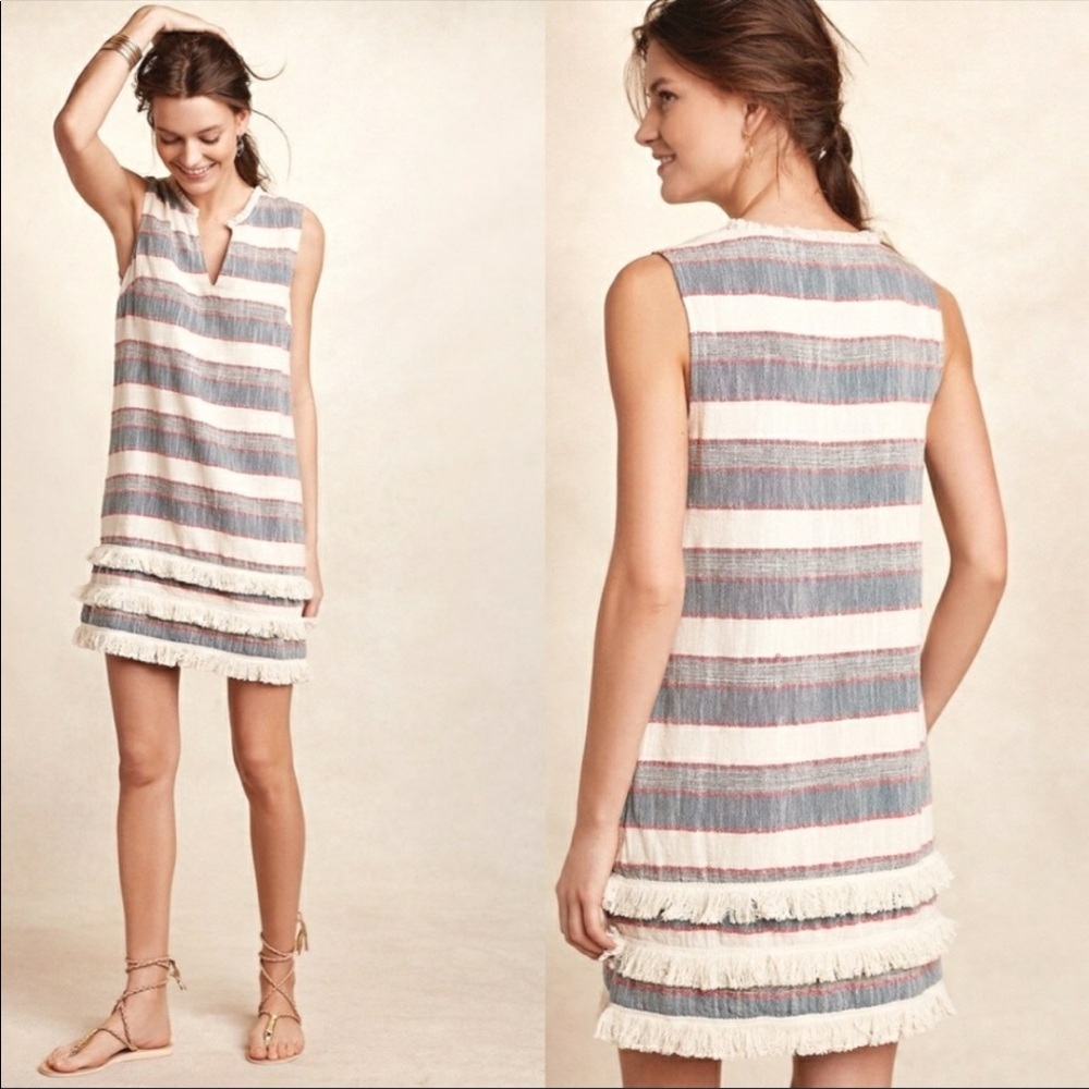 Anthropologie Holding Horses Stripe Fringe Shift